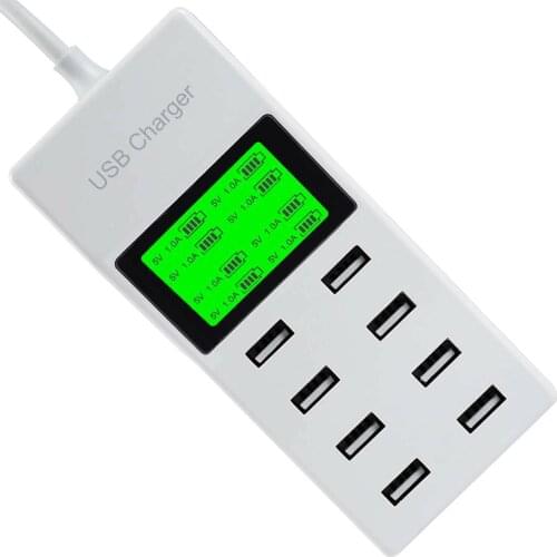 SOONHUA 8-Port Multi USB AC Wall Charger Hub Smart Fast Charging Station Mobile Phone Chargers With LCD Display