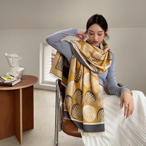 2021luxury double-sided scarf women winter warm cashmere shawl scarf printed soft thin blanket holiday gift