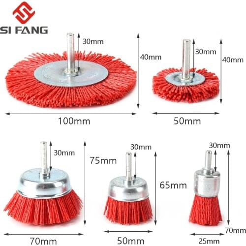 Nylon Cup Brush Abrasive Wire Wheel Brush For Drill Rotary Tool Wood Polishing Deburring 6mm Shank With 80-240Grit