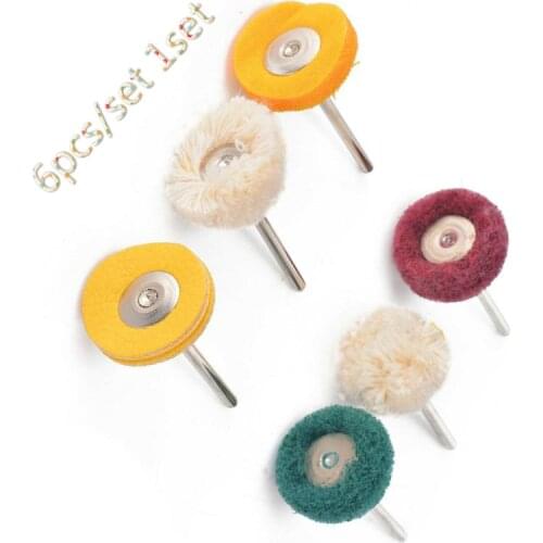 Handle Mini Abrasive Wheel Nylon Fiber Grinding Sanding Head Buffing Polishing Wheel 6 pcs/set 1set