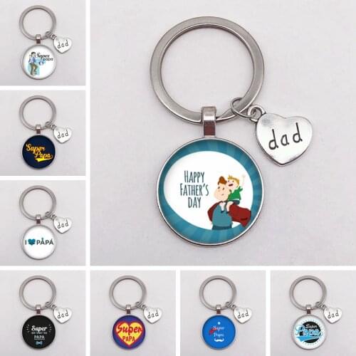 Super Dad Keychain Dad Pendant Dome Glass Key Ring My Dad Is A Superhero Keychain Fathers Day Gift
