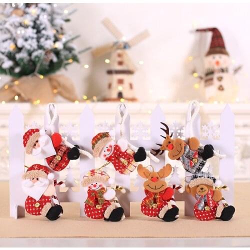 Christmas Tree Decorations Cloth Doll Santa Claus Snowman Bear Reindeer Christmas Hanging Pendant Ornaments Xmas New Year Gifts