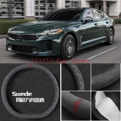 Universal 37 38CM Black Suede Steering Wheel Cover Anti Slip For KIA Carens Carnival CEED FORTE RIO Sorento K5 Sportage