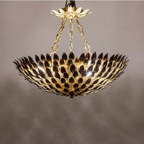 All copper American rural living room atmosphere simple master bedroom designer style restaurant home leaf chandeliers