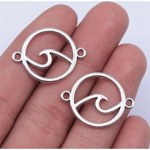WYSIWYG 20pcs 26x20mm Antique Silver Color Wave Connector Charms For Jewelry Making DIY Jewelry Findings