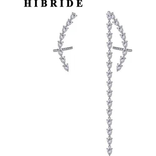 HIBRIDE New Arrival AAA Cubic Zircon Stud Earrings for Women Water Drop Design Birdal Accessories Boucle D'oreille Jewelry E-05
