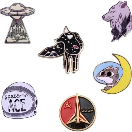 Space theme collar pin universe galaxy animal badge science lovers perfect collection
