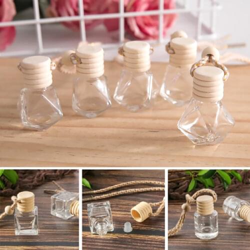 5pcs Car perfume bottle car pendant perfume ornament air freshener for essential oils diffuser fragrance empty glass bottle