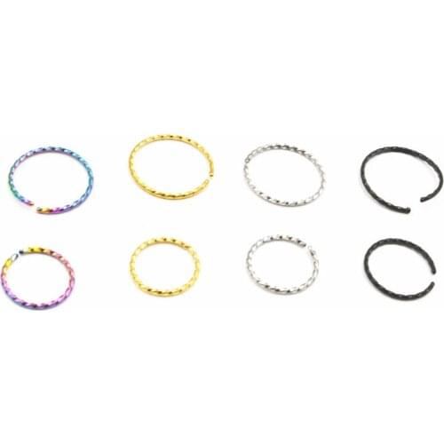 100pcs/lot Free Shipping Surgical Steel seamless Open Hoop Nose/Lip/Eyebrow Tragus Cartilage Ring Earring Twist Body Piercing