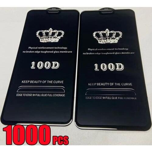 1000pc 100D Tempered Glass Full Glue Screen Protector For Samsung Galaxy S21 Plus S20 FE Note 20 A02 A12 A22 A32 A42 A52 A72 A82