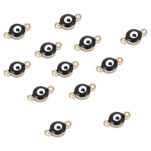20PCS Charm Connectors Stainless Steel Gold Enamel Evil Eyes Pendants Connector for Bracelet Ankle Jewelry DIY Making Crafts