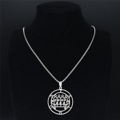 2021 Stainless Steel Sigeal Sigil De Lucifer Satan Necklaces PAIMON Lazer Key Baphomet Stamp Necklace Jewelry N4258S03