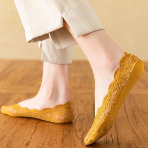 3 Pairs Hollow out Lace Boat Sock Girls Solid Color Ventilation Socks Multicolor Options Comfortable Teenage Low Tube Socks