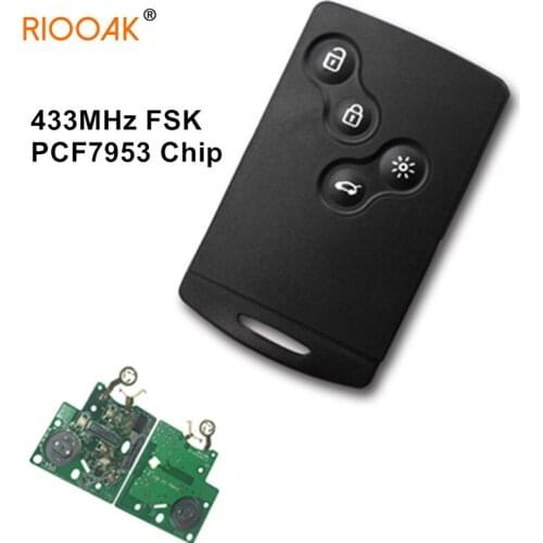 4 Buttons 433MHz PCF7953 Chip Passive Keyless Go/Entry Remote Car Key Smart System For Renault Clio IV Captur