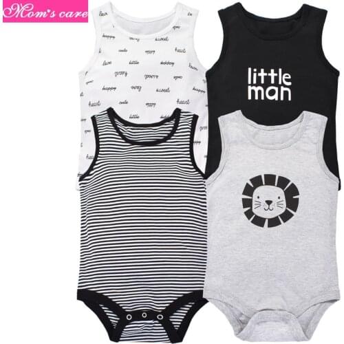 4 pcs baby summer thin vest 100% cotton Newborn light air conditioning suit Siamese romper Child vest