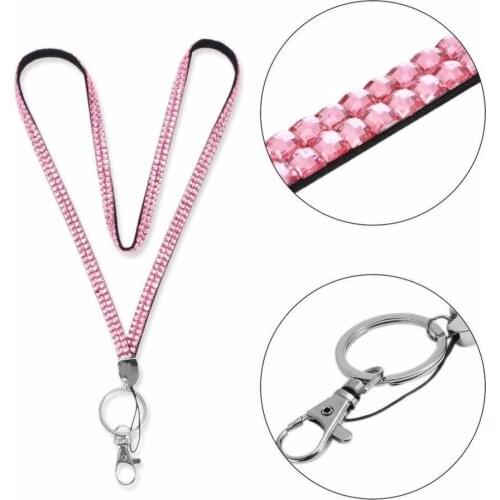 50pcs/lot Rhinestone Bling Lanyard with Metal Hook and Key Chain Fashion Phone Strap Lanyard Wholesale Free shipping