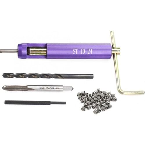 50Pcs Helical Coiled Wire Inserts Stainless Steel Threaded Insert Screw Thread Inserts Installment Tool Kit 10-24UNCx1.5D