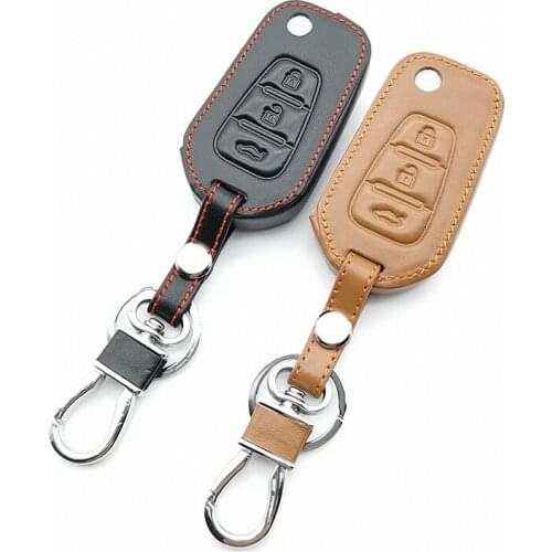 100% leather remote control key cover case protection bag folding for LiFan X60 3 Buttons Auto Accessories