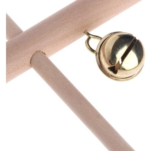 Birds Perch Parrot Toys Stand Holder Natural Wood Swing Bell Cage Hanging Ladder