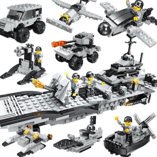 Childrens Puzzle Building Block Toy Boys' Early Education Building Block Military Aircraft Model Plastic Abs