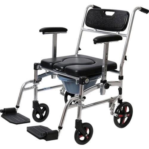 Wheelchair for the elderly with wheels mobile Bath Shower Chair Mobile toilet chair for the elderly toilet chair