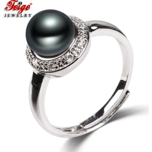 Exquisite 925 Sterling Silver Natural Freshwater Pearl Rings for Womens Gifts Fashion Jewelry FEIGE