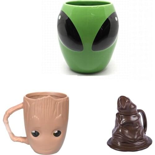 500ml Wizards Hat Ceramic Coffee Mug 3D Tea Drinkware One Piece Cartoon Green Alien Ceramic Water Cup