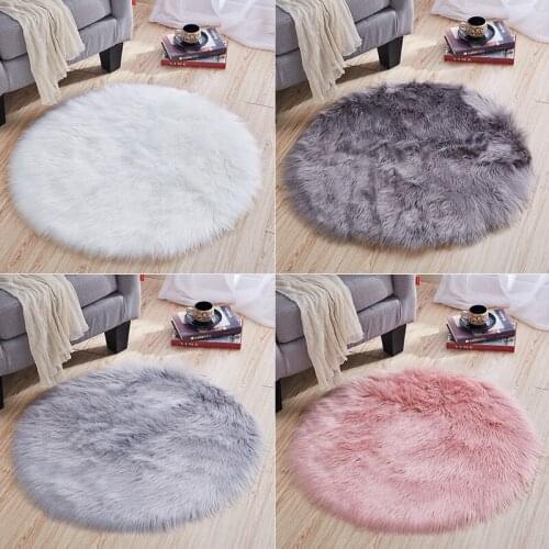 Round white furry bedside carpet room bay window mat window decoration rug girl cute room carpet sofa coffee table non-slip mat