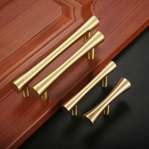 1Pcs Single hole/64/96/128MM Brass Door Handle Pulls Wardrobe Dresser Cupboard Cabinets Drawer Knobs Furniture Hardware