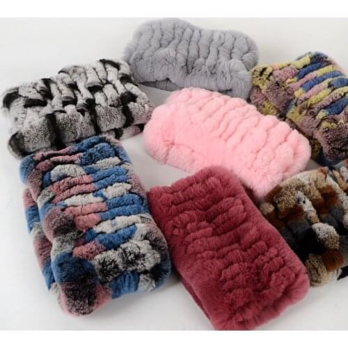 2020 Hot Sale Knitted Genuine Rex Rabbit Fur Ring Scarves Women Real Rex Rabbit Fur Headbands Girls Luxury Lovely Real Fur Scarf