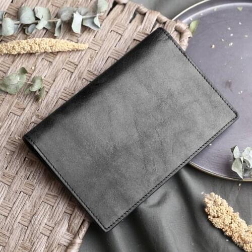 Leather Mens passport cover leather simple passport cover multi-functional retro short ticket holder