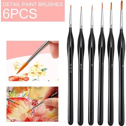 6Pcs Detail Paint Brush Set Miniature Watercolor Oil Painting Brushes Drawing Liner Pen Painting Brush Art Supplies