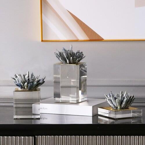 Nordic Natural Agate Flower Crystal Base Crafts Luxury Living Room Tabletop Ornaments Gift Handmade Creative Home Decoration