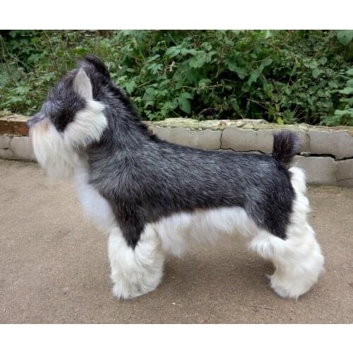 New simulation Schnauzer toy resin&fur gray dog model gift 47x42cm 1023