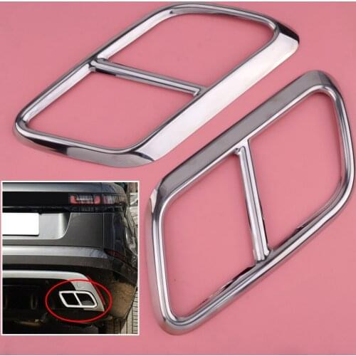 New 2pcs Steel Exhaust Muffler Tip Pipe Trim Cover Frame Decor Fit for Land Rover Range Rover Velar 2018 2019