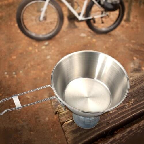 Portable Food Container Ultralight Titanium Cup Bowls 300ml Foldable Handle Bowls Outdoor Camp Picnic Hiking