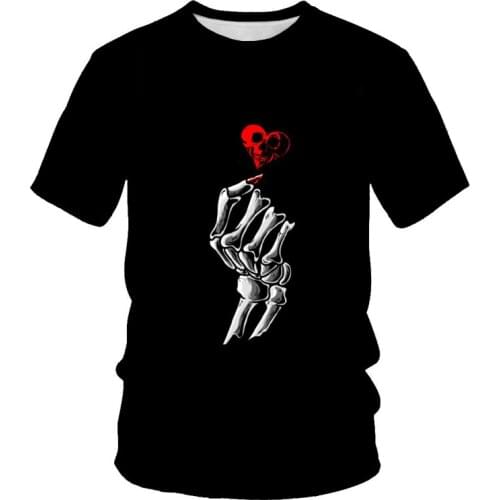 Skull casual sports T-shirt short sleeve O-neck breathable summer 2021 hot sale men and women T-shirt fashion 3D printing