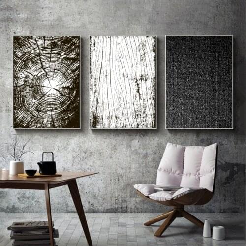 Retro Abstract Black White Wood Texture Crack Poster Canvas Print Painting Wall Art Living Room Home Decoration