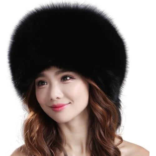 Real fox hat 2020 new girl fashion fur bomber hat ladies winter warm good quality100% real fox fur hat natural soft real fur hat