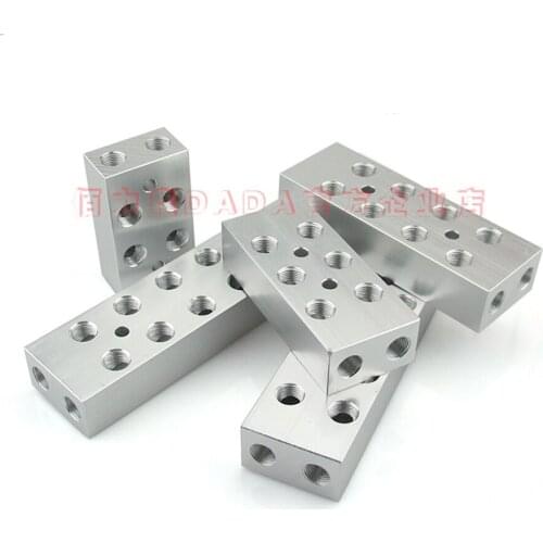 1/8" BSP Female 2 Rows x 2 3 4 5 6 8 Ways 8-28 Ports Solid Aluminum Pneumatic Air Manifold Block Splitter