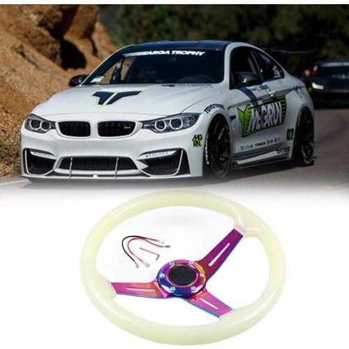 Sports Steering Wheel 345mm Luminous Racing Steering Wheel Acrylic Ordinary Racing Wheel