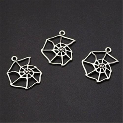 WKOUD 10pcs Silver Color Cobweb Glamour Alloy Pendant Punk Style Earring Bracelet DIY Metal Jewelry makings A1133