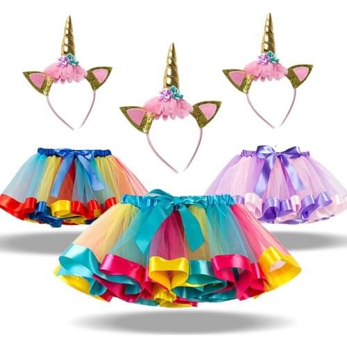 Summer Unicorn Skirt Baby Girls Clothes Princess Rainbow Dance Mini Pettiskirt Unicorn Party Children Clothing Size 0-8 Years