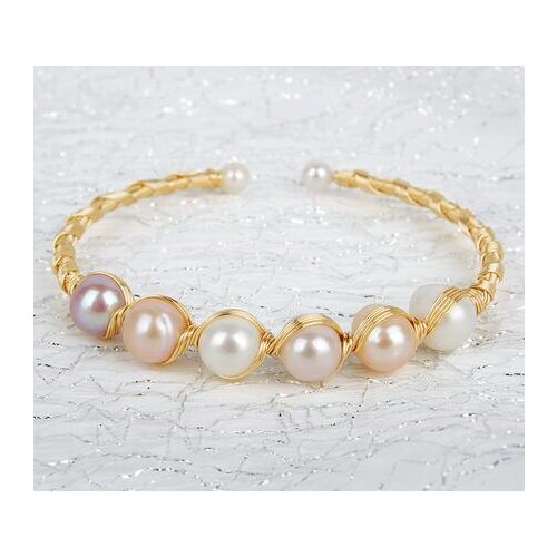 Original design Hand woven Winding 14k Gold injection jewelry 100% Natural freshwater mix Pearl bracelet for women