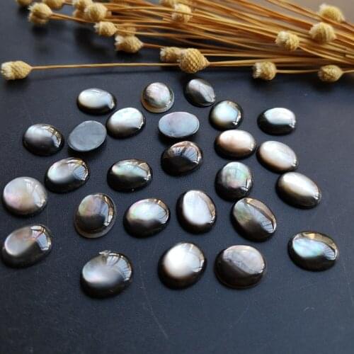 100pcs/lot 10x12mm Natural Black Oval Cabochon Mother of Pearl shell for DIY Jewelry Oval Cabochon MOP Pearl shell