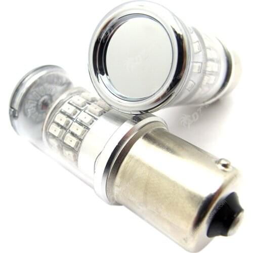 2Pcs 3014 chip Bright White 6000k 48SMD 1156 BA15S LED headlights Bulbs Reflector Mirror Design Fog Lights DRL Replacement Bulbs