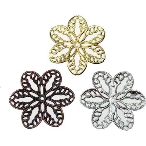 20pcs 30mm Filigree flower Wraps Metal Charms For Embellishment Scrapbook DIY Jewelry Craft Wraps Connectors Metal Crafts