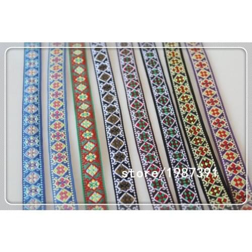 20yards/lots wide 1.7cm Woven Jacquard Ribbon flowers pattern 8colors for clothes hats and bags accessory LS-9485