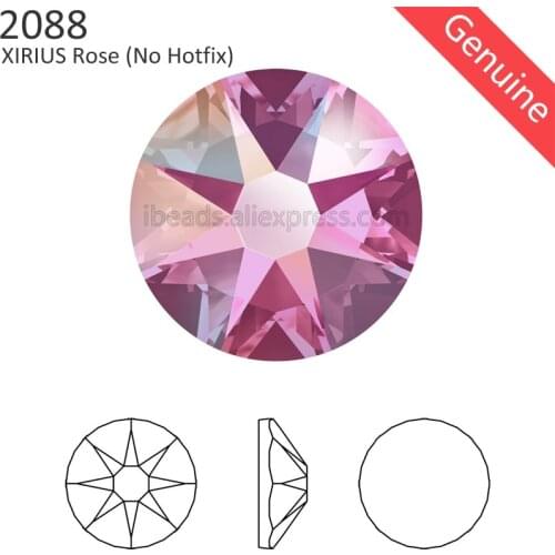 24Pcs) Original Crystals from Swarovski 2058 XILION 2088 XIRIUS Rose no hotfix flat back rhinestone strass for nail art jewelry