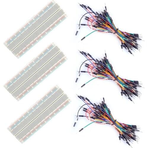 3 Pcs 830 Point Proyotype Solderless Pcb Breadboards With 3 Tie Jumper Wires For Arduino